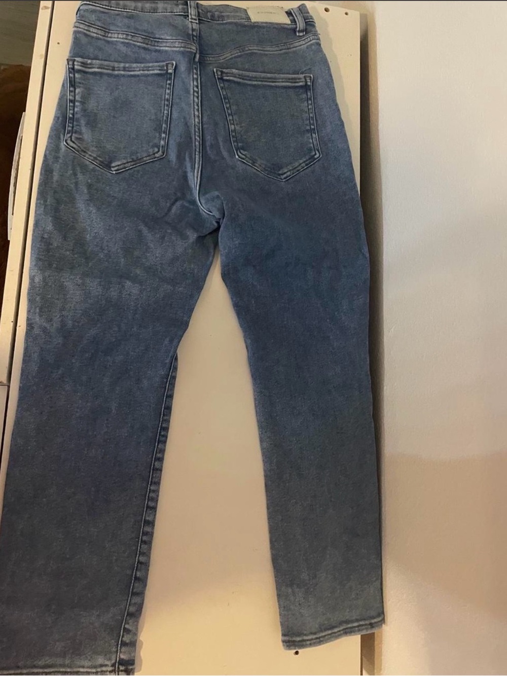 Express Women's Straight Leg Distressed Jeans - Blue - Picture 4 of 4